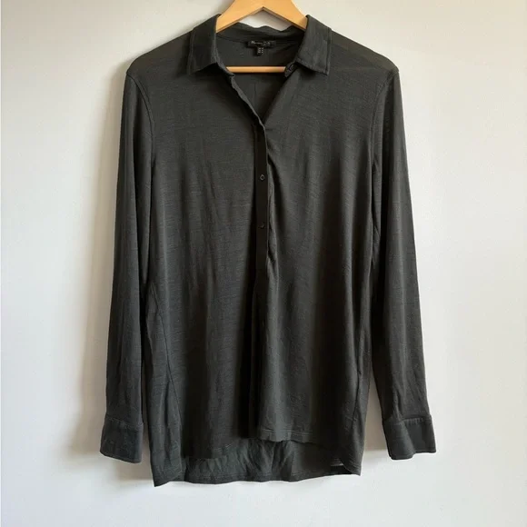 Massimo Dutti Dark Khaki Green Top | Size Medium - Picture 3 of 9